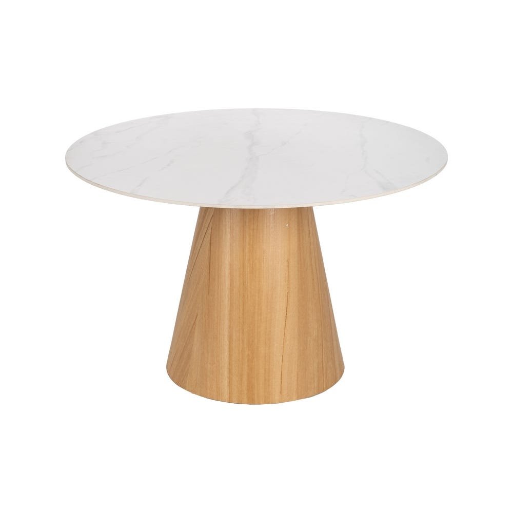 Mesa Comedor Blanco-natural de metal-cerámica - Imagen 2