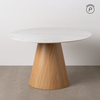 Mesa Comedor Blanco-natural de metal-cerámica | Mobiliario original de BichoRaro