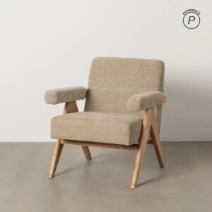 Sillón Beige Tejido Y Madera de tejido-madera | Mobiliario original y cómodo en BichoRaro